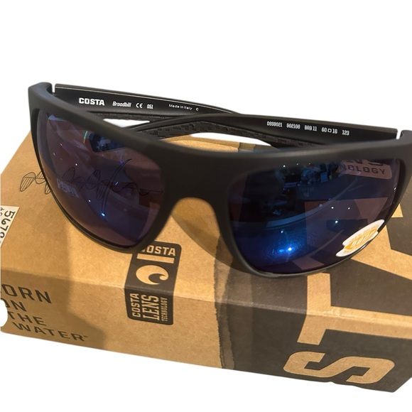 2024 COSTA DEL MAR Broadbill POLARIZED Sunglasses Black Blue Mirror 580P 06S9021 - Picture 2 of 5